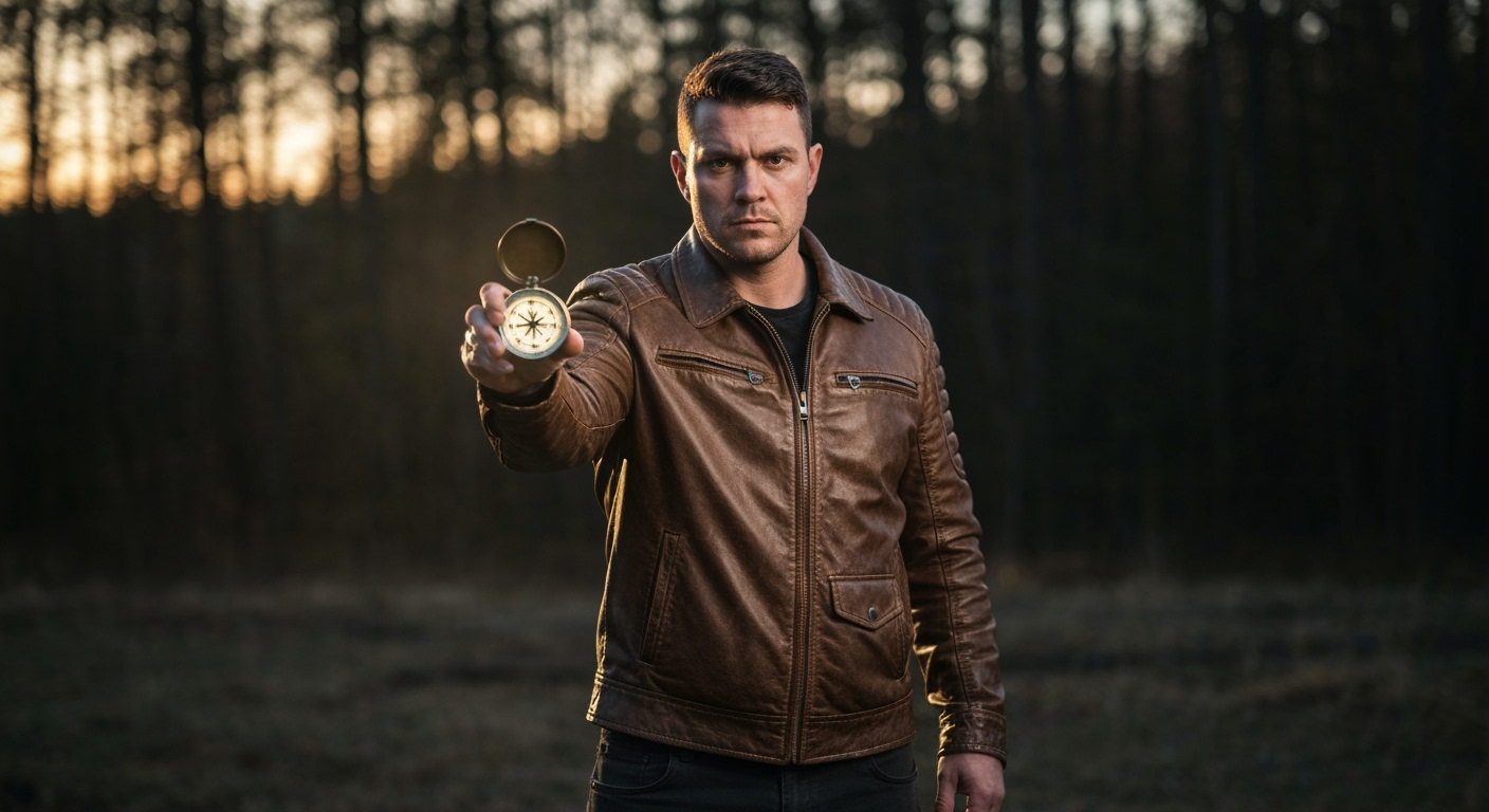 Hand holds compass
