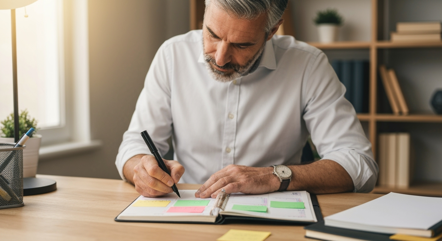 Person planning in daily planner